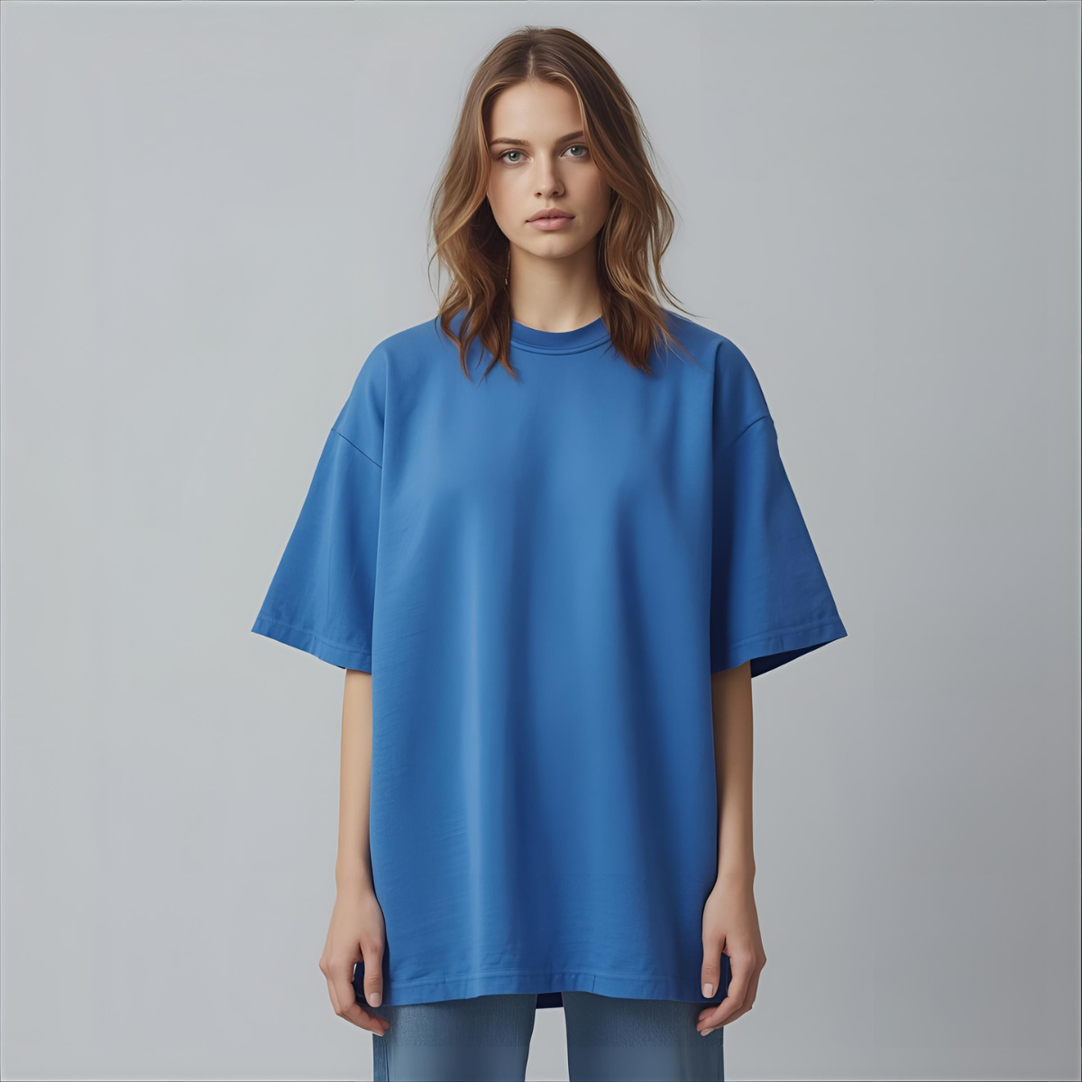 AZURON | Women's Blue Oversized Modern Streetwear T-Shirt