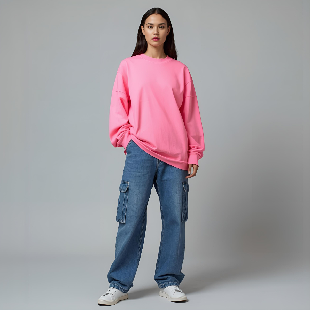 ROSALIE | Women's Pink Oversized Modern Casual Sweatshirt