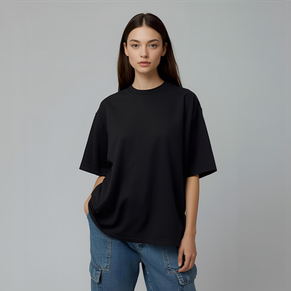 EBONERA | Women's Black Relaxed-Fit T-Shirt