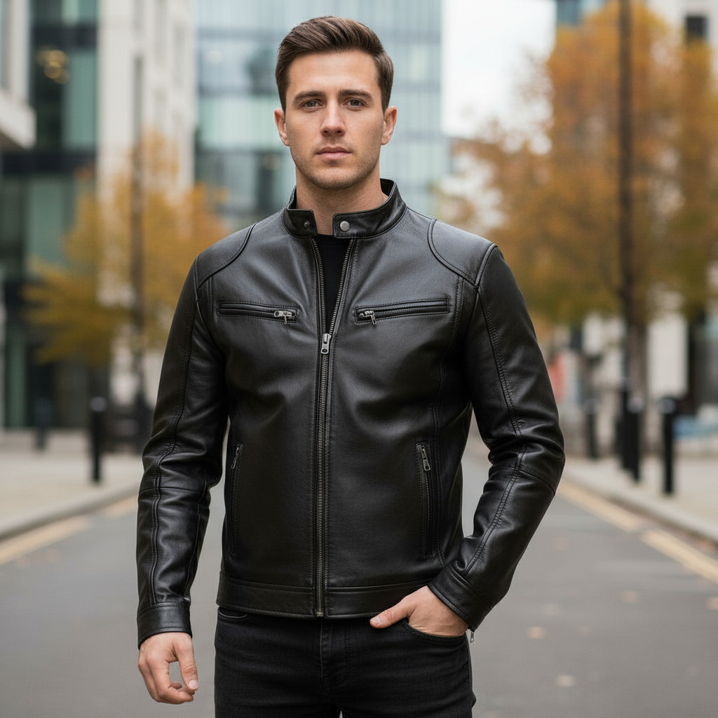 Men's Casual Biker Jacket | Eco-Friendly Vegan Leather