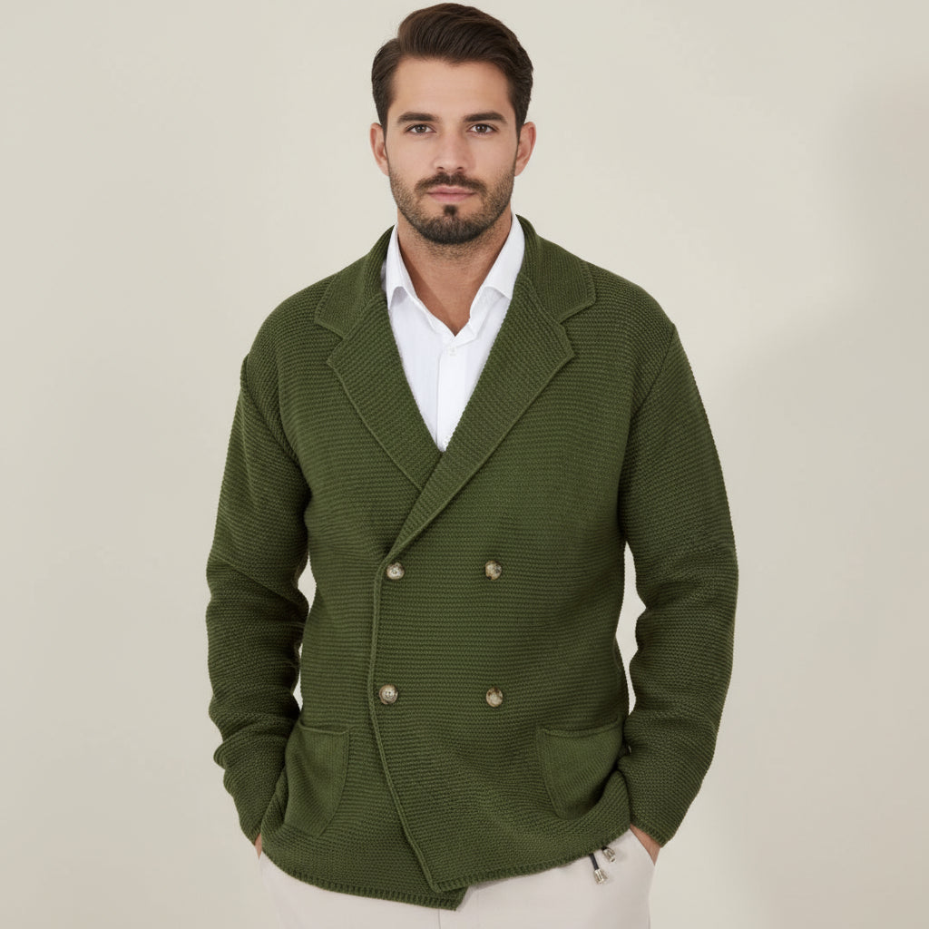 Men's Double-Breasted Blazer-Style Cardigan | Acrylic Blend