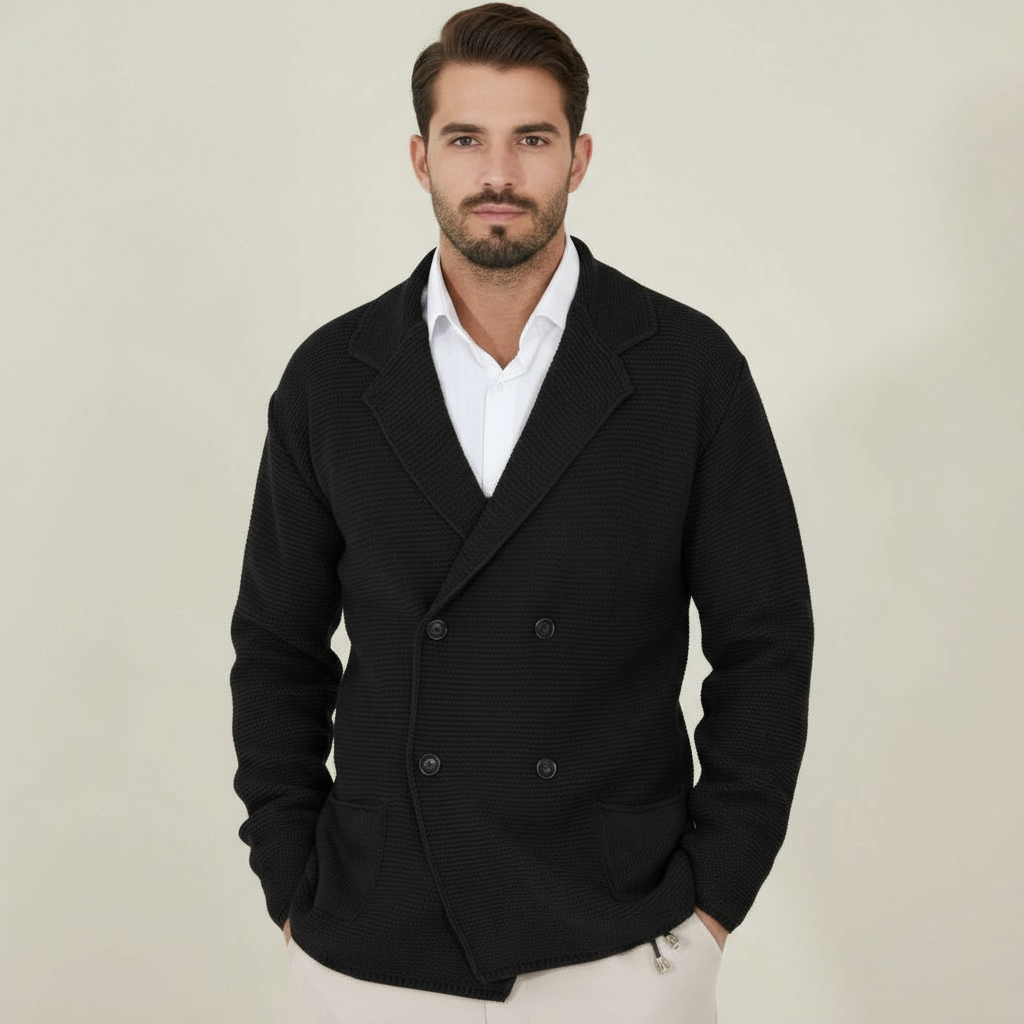 Men's Double-Breasted Blazer-Style Cardigan | Acrylic Blend