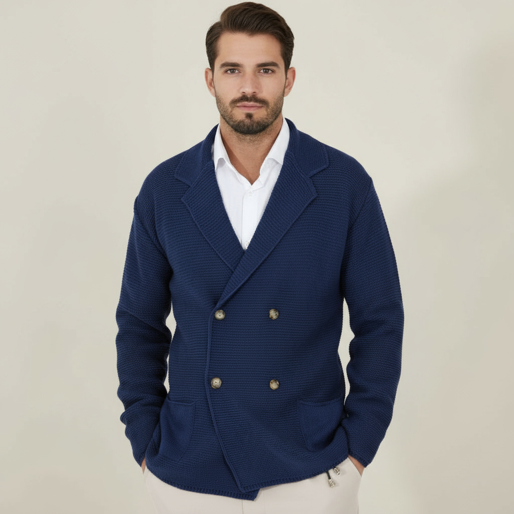 Men's Double-Breasted Blazer-Style Cardigan | Acrylic Blend
