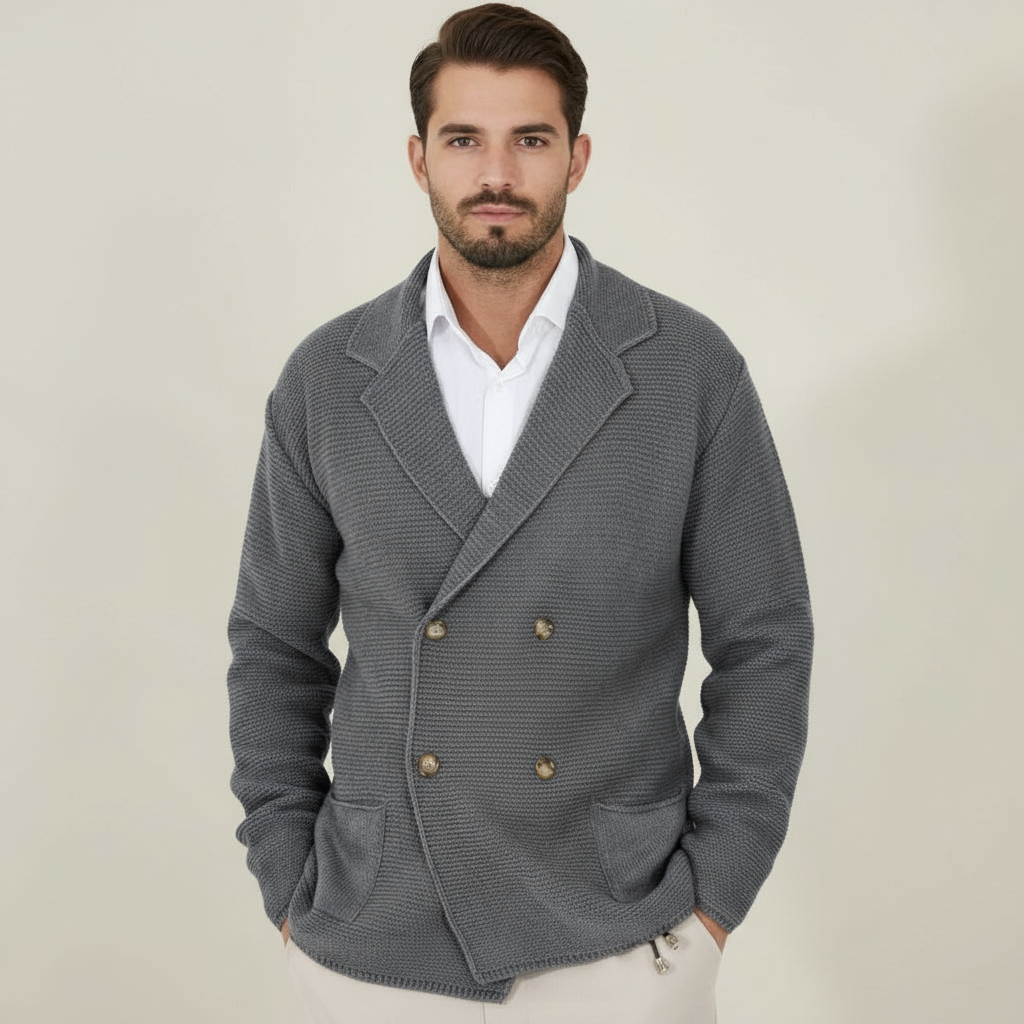 Men's Double-Breasted Blazer-Style Cardigan | Acrylic Blend