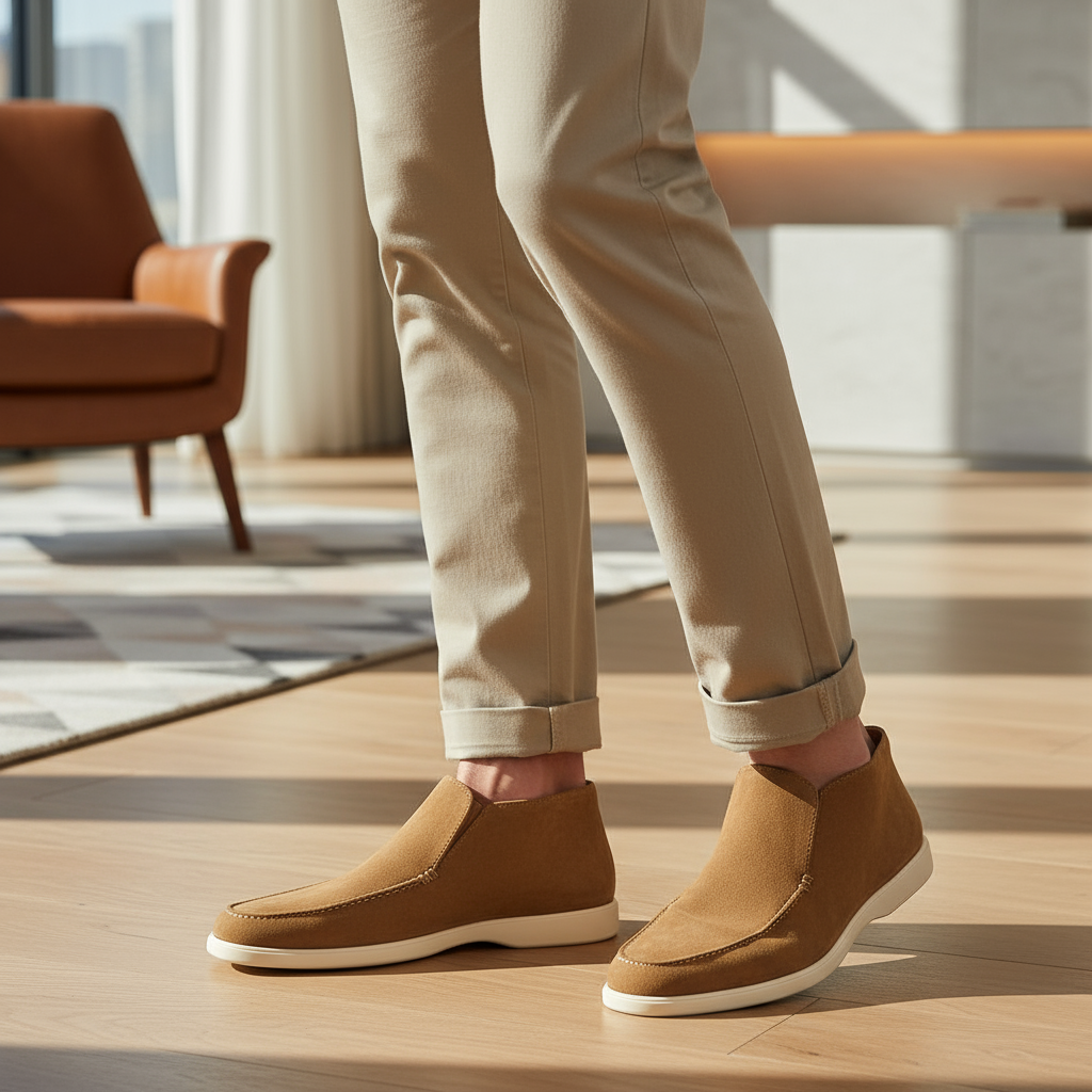 Men's Ankle-High Suede Loafers | Minimalist Style