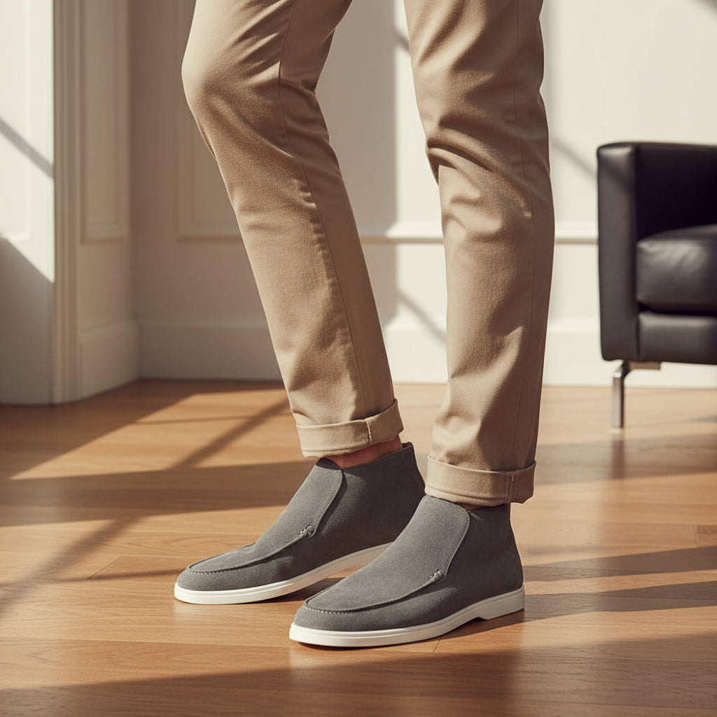 Men's Ankle-High Suede Loafers | Minimalist Style