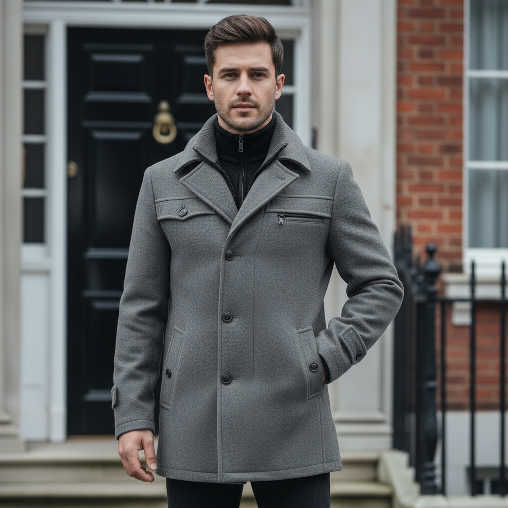 Men's Wool Blend Peacoat | Tailored Fit Classic Winter Outerwear