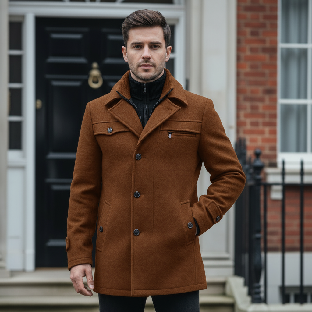 Men's Wool Blend Peacoat | Tailored Fit Classic Winter Outerwear