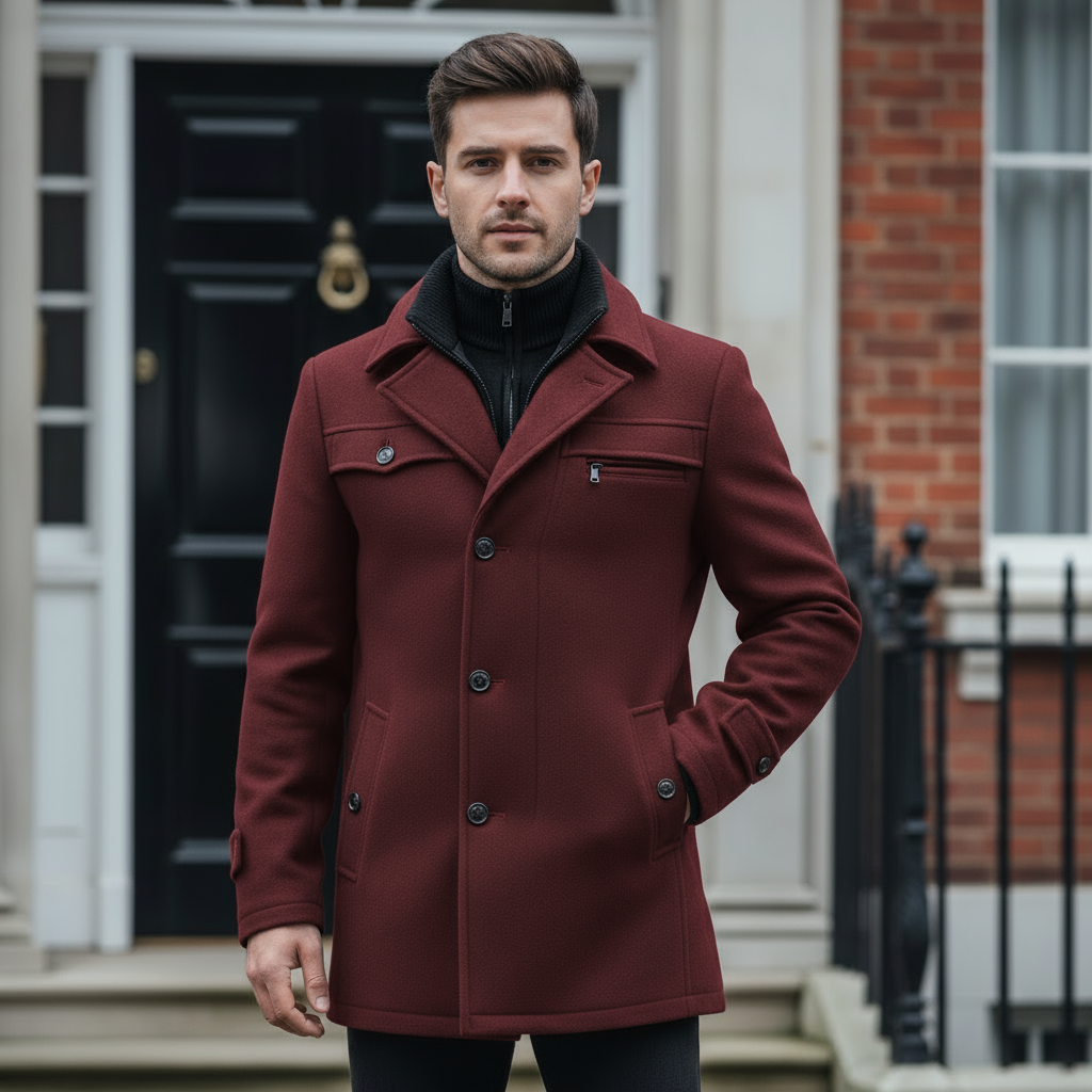Men's Wool Blend Peacoat | Tailored Fit Classic Winter Outerwear