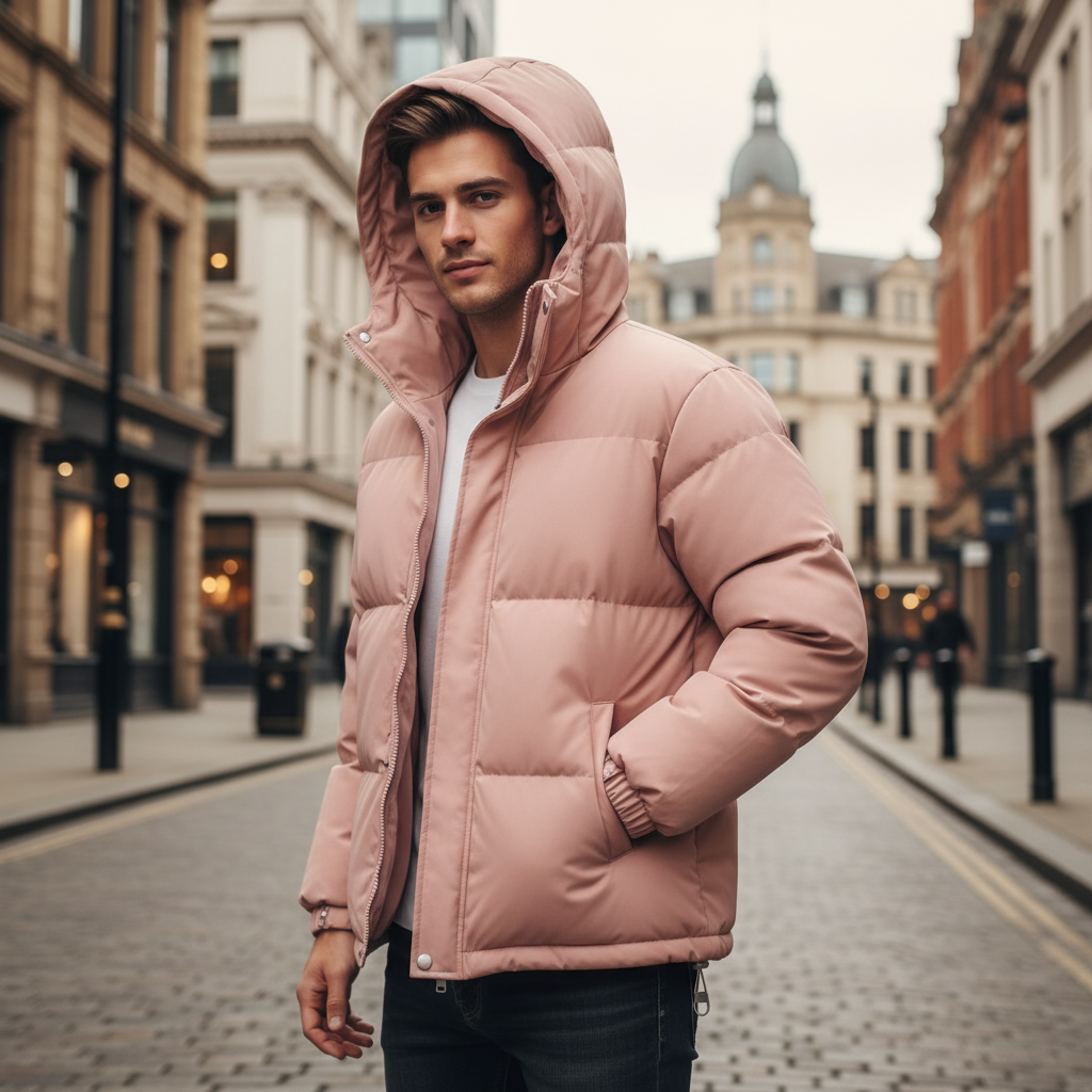 Men's Insulated Puffer Jacket with Hood – Ideal for Winter Adventures