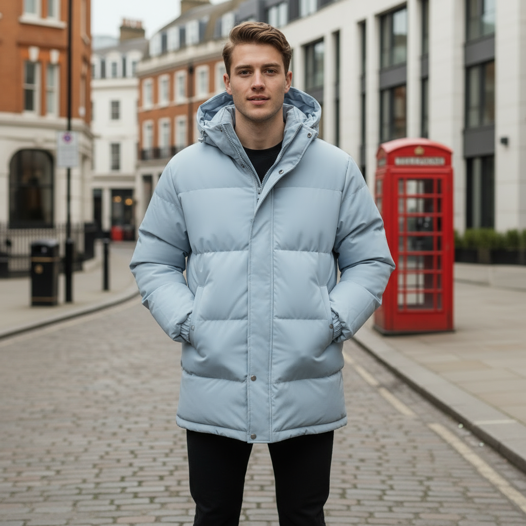 Men's Insulated Puffer Jacket with Hood – Ideal for Winter Adventures