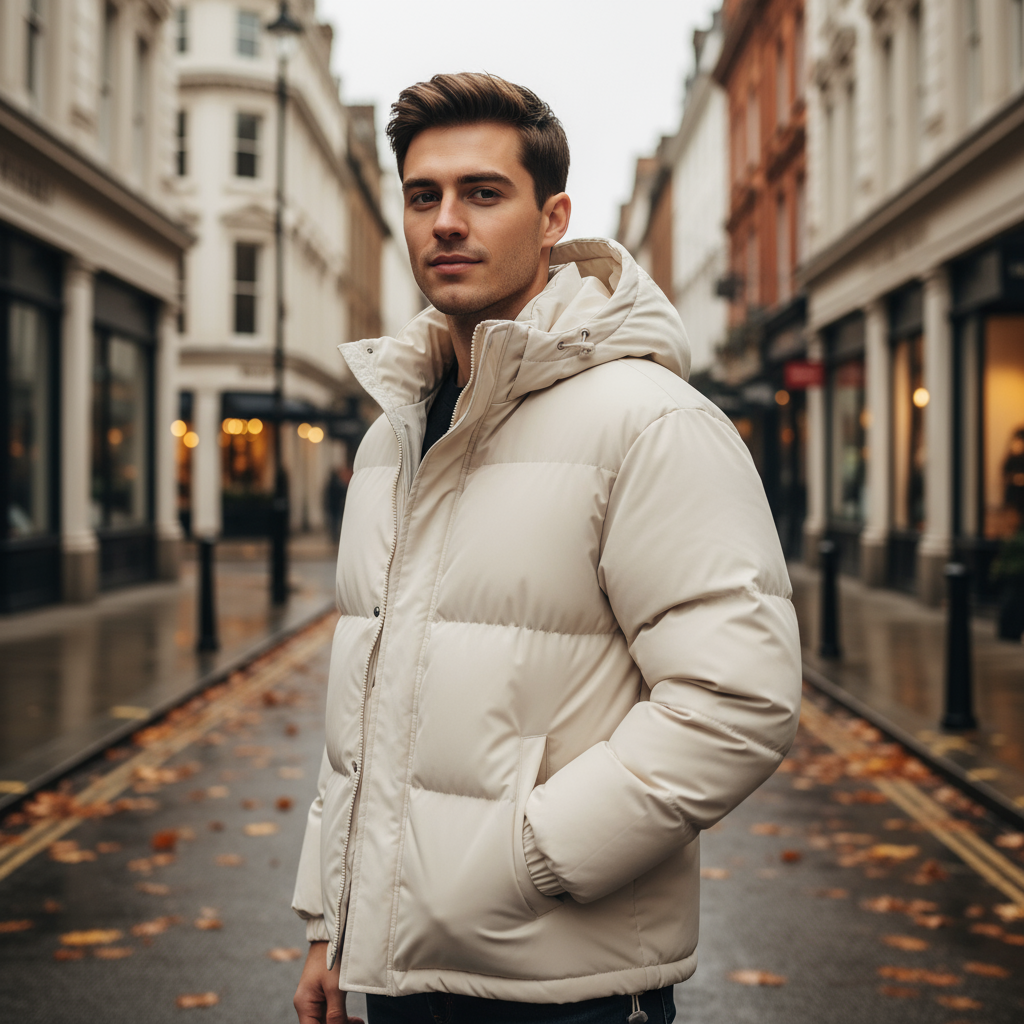 Men's Insulated Puffer Jacket with Hood – Ideal for Winter Adventures