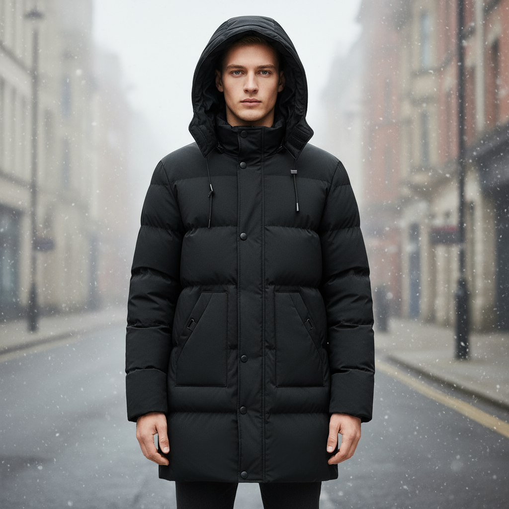 Men's Long Cut Puffer Jacket | Insulated Padding & Contemporary Style