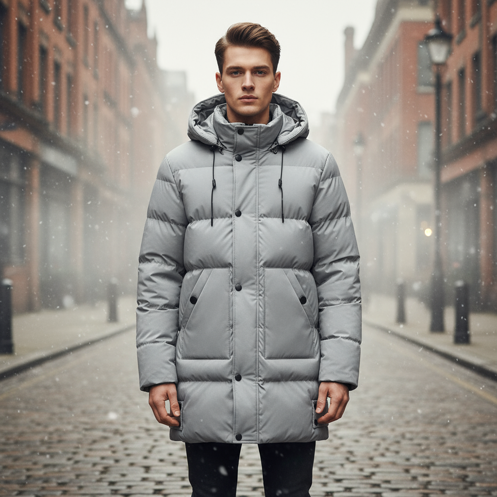 Men's Long Cut Puffer Jacket | Insulated Padding & Contemporary Style