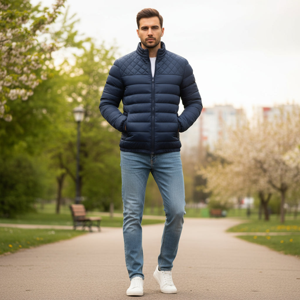 Men's Waterproof Puffer Jacket | Casual Fit and Padded Design