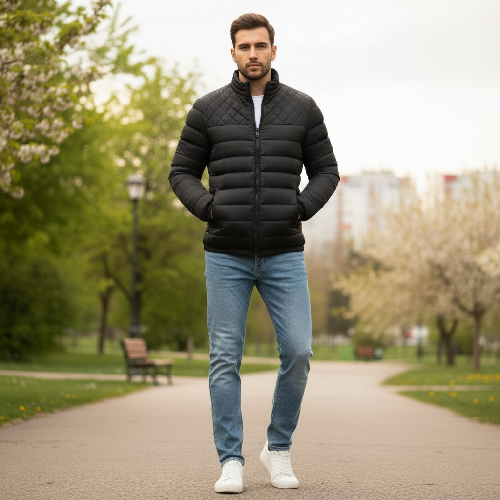Men's Waterproof Puffer Jacket | Casual Fit and Padded Design