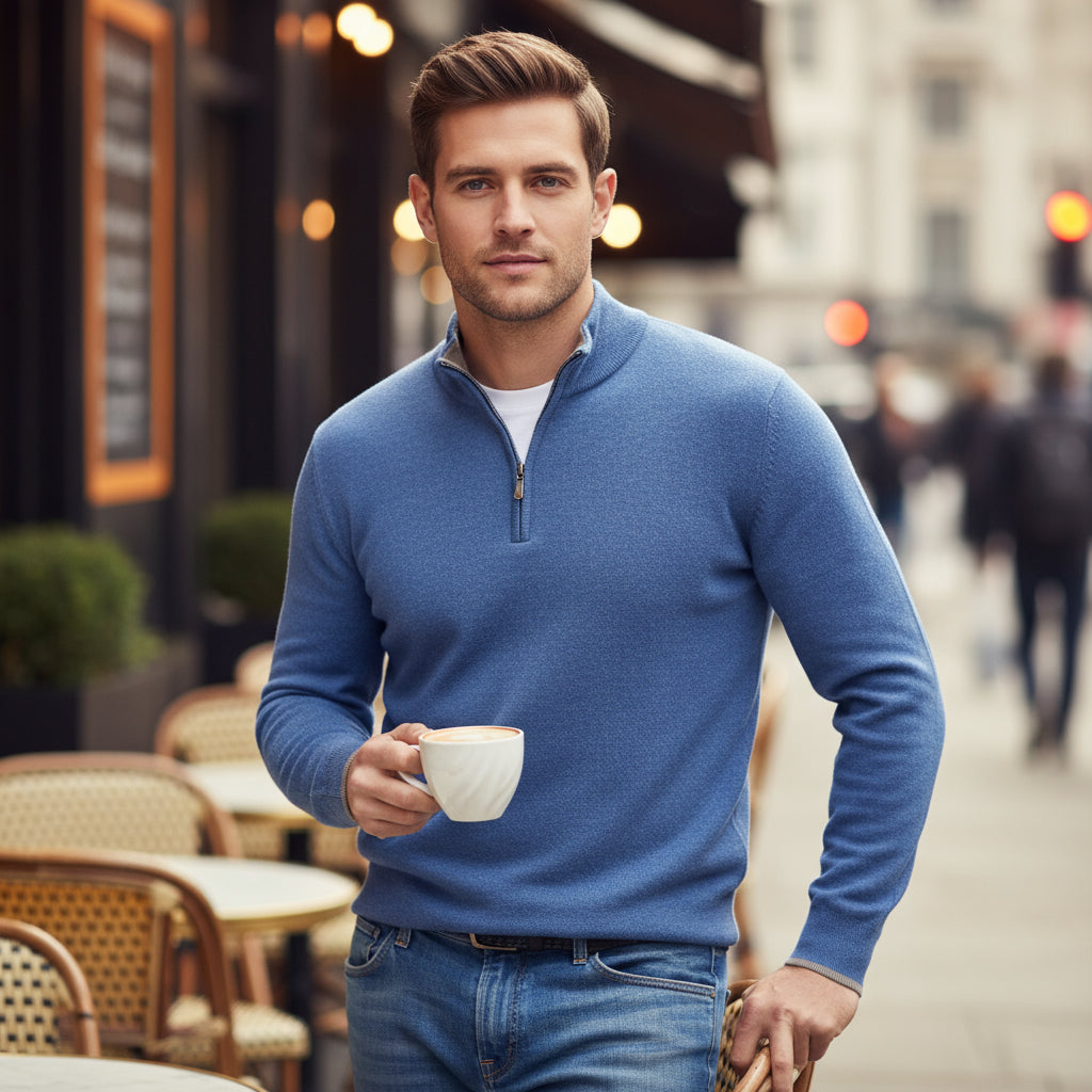 Men's V-Neck Pullover | Soft Cotton Blend, Regular Fit