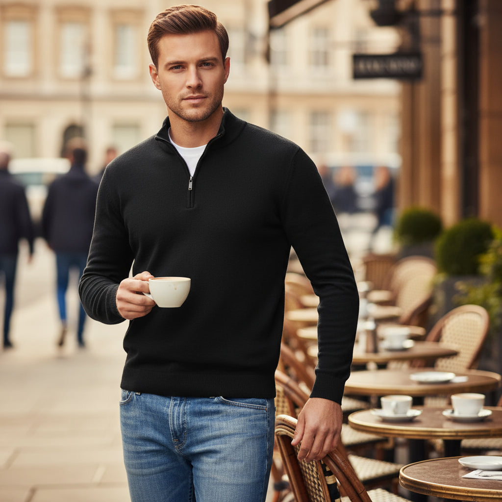 Men's V-Neck Pullover | Soft Cotton Blend, Regular Fit