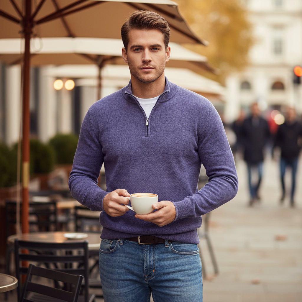 Men's V-Neck Pullover | Soft Cotton Blend, Regular Fit