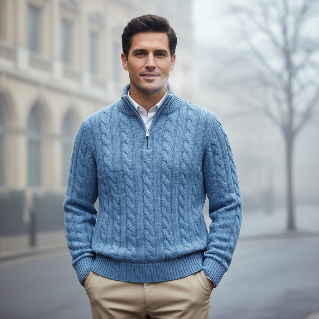 Men's Cable Knit Half-Zip Sweater