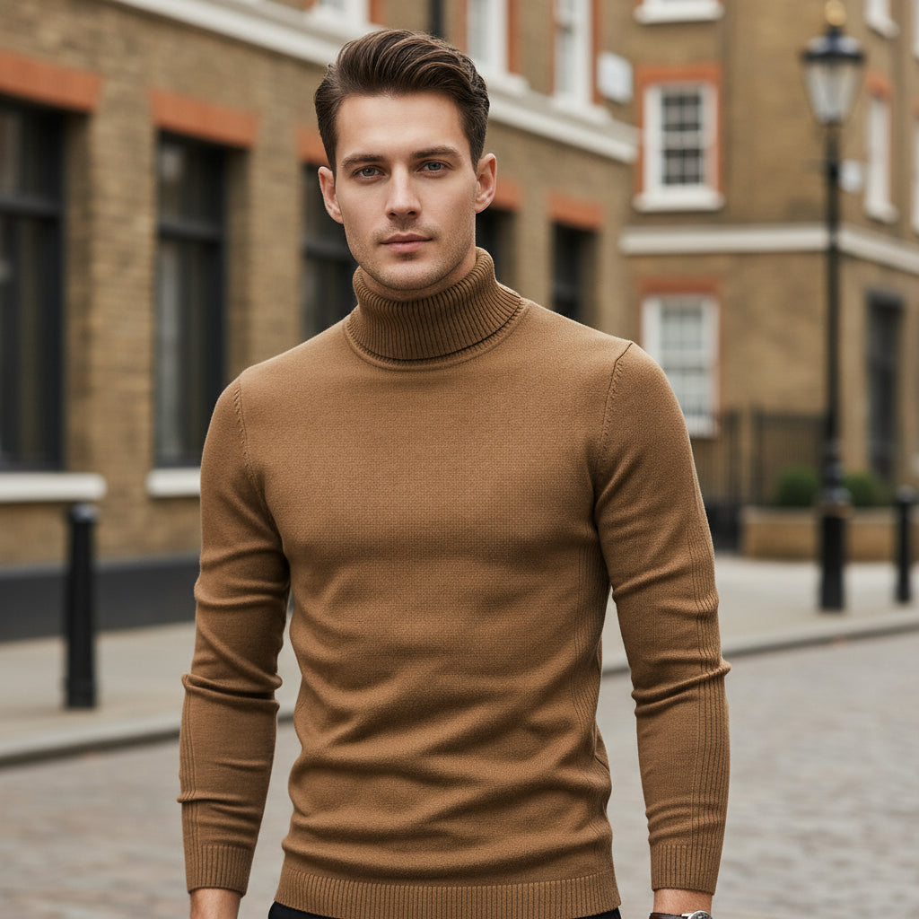 – Men's Slim Fit Turtleneck | Soft Knit Fabric