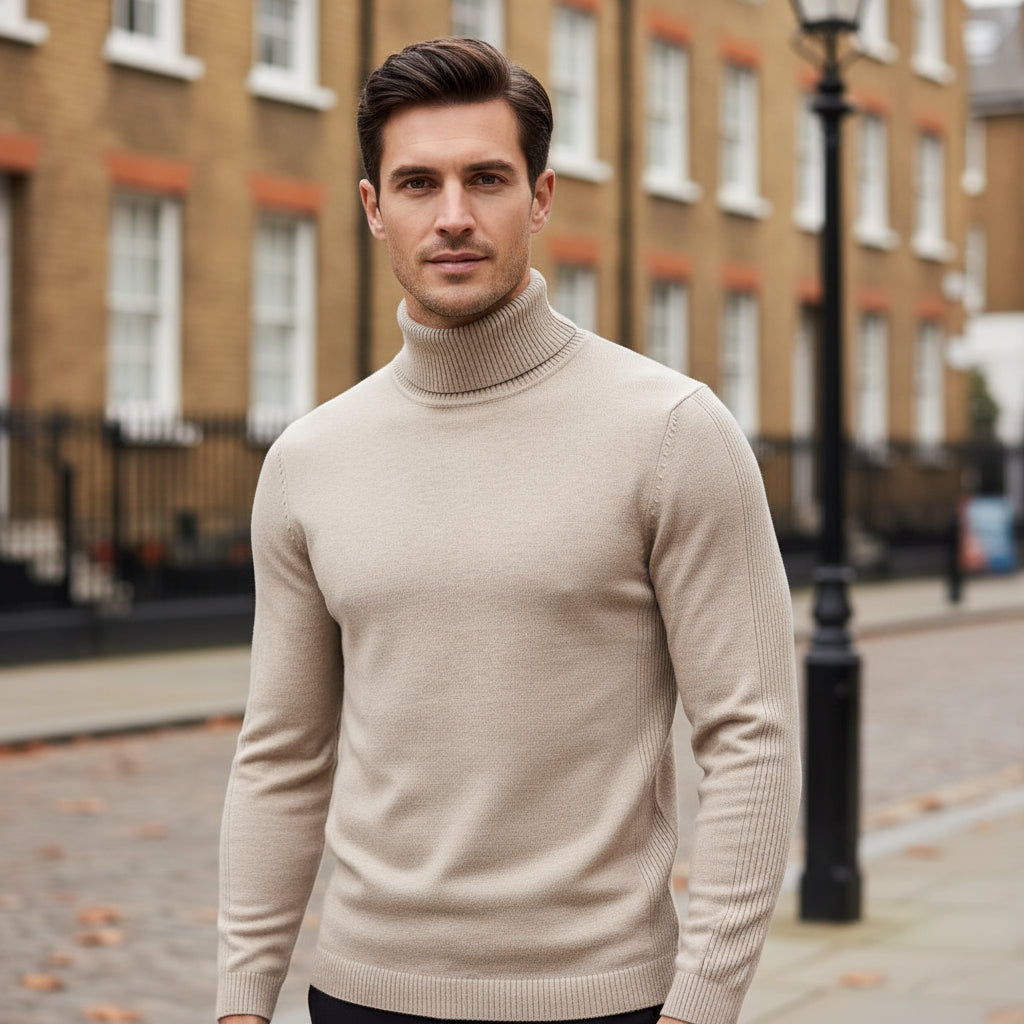 – Men's Slim Fit Turtleneck | Soft Knit Fabric