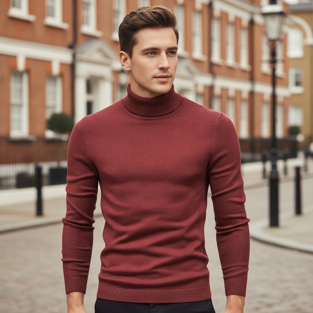 – Men's Slim Fit Turtleneck | Soft Knit Fabric