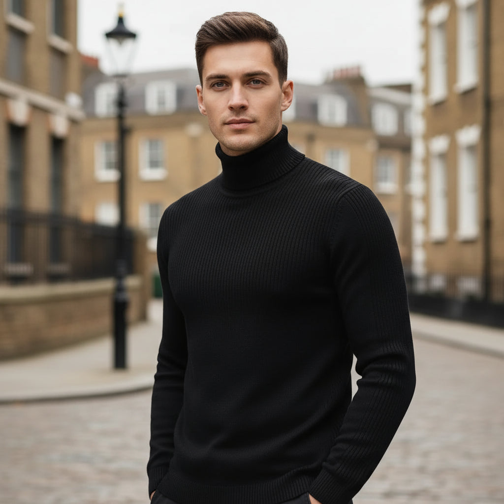 – Men's Slim Fit Turtleneck | Soft Knit Fabric