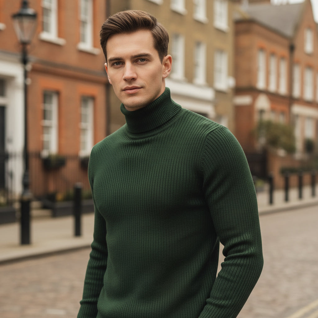 – Men's Slim Fit Turtleneck | Soft Knit Fabric