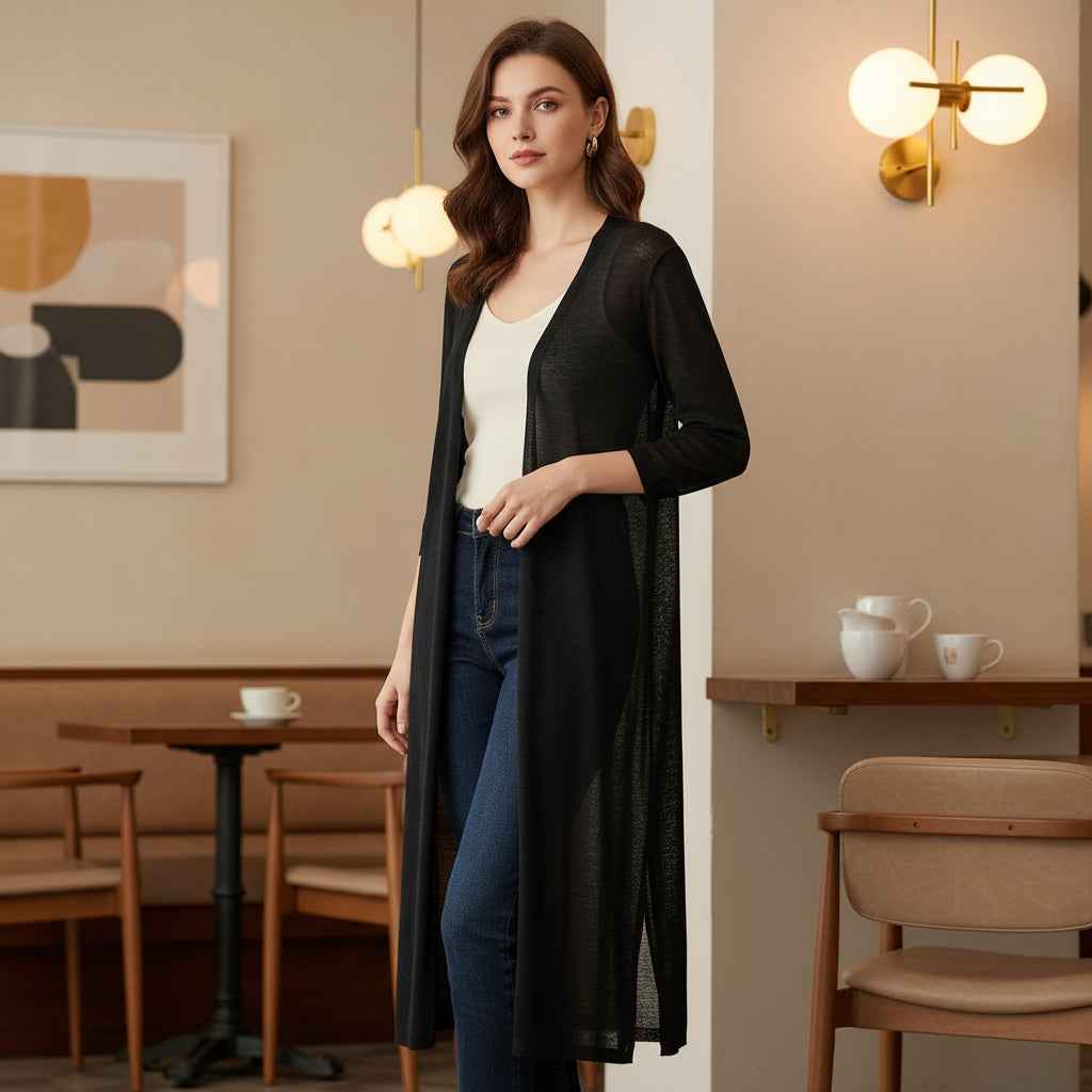 Women's Lightweight Knit Open-Front Cardigan