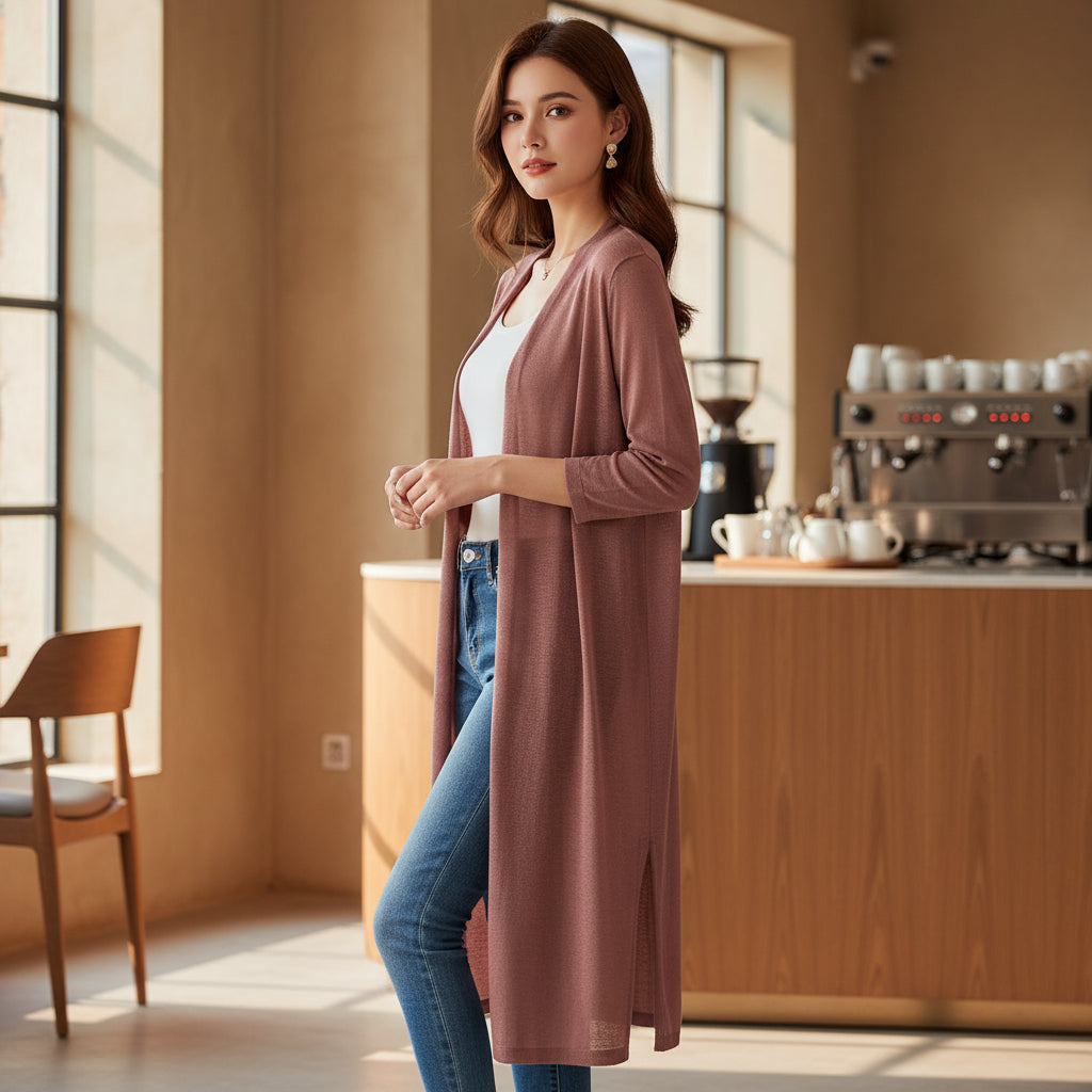 Women's Lightweight Knit Open-Front Cardigan