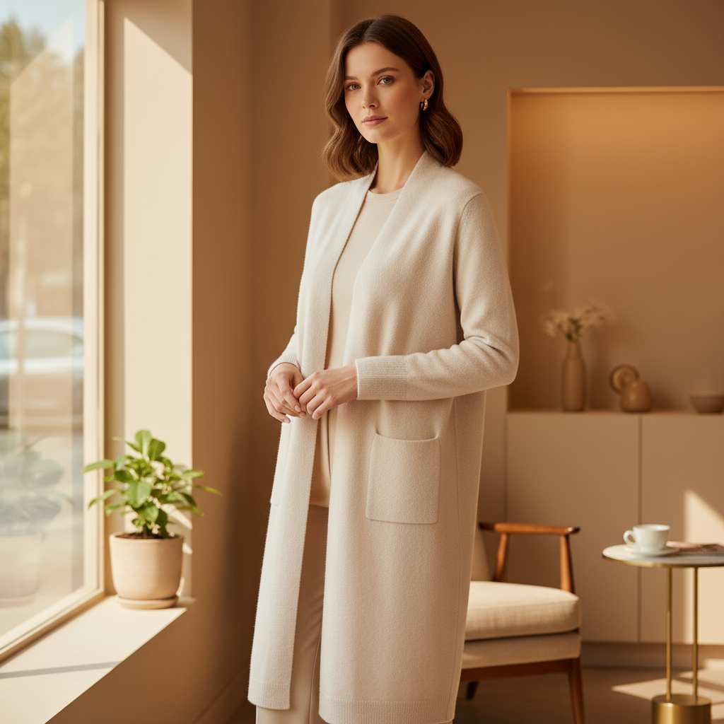 Women's Lightweight Open Front Long Cardigan