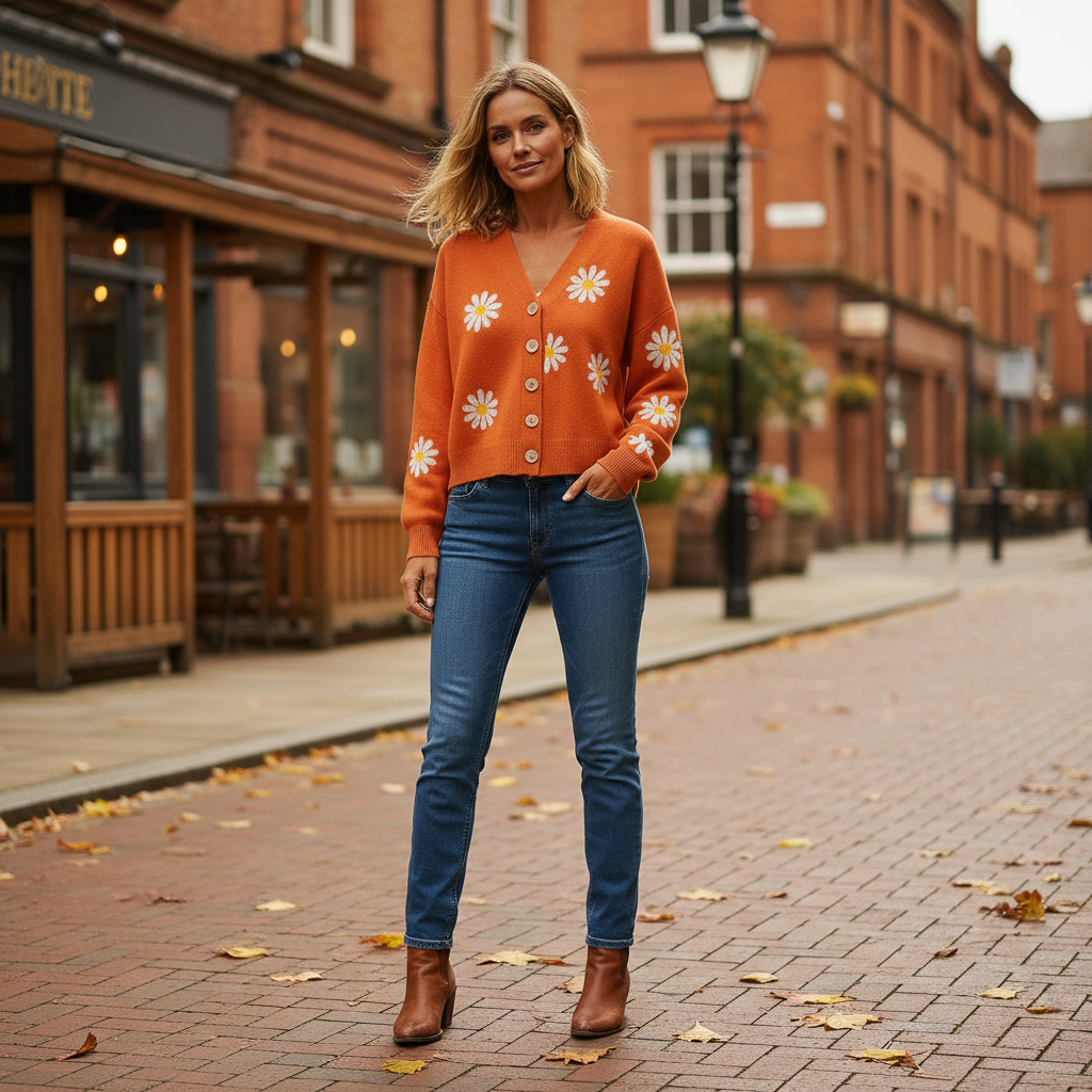 Women's Floral Knit Cardigan | Soft Fabric, Button Closure