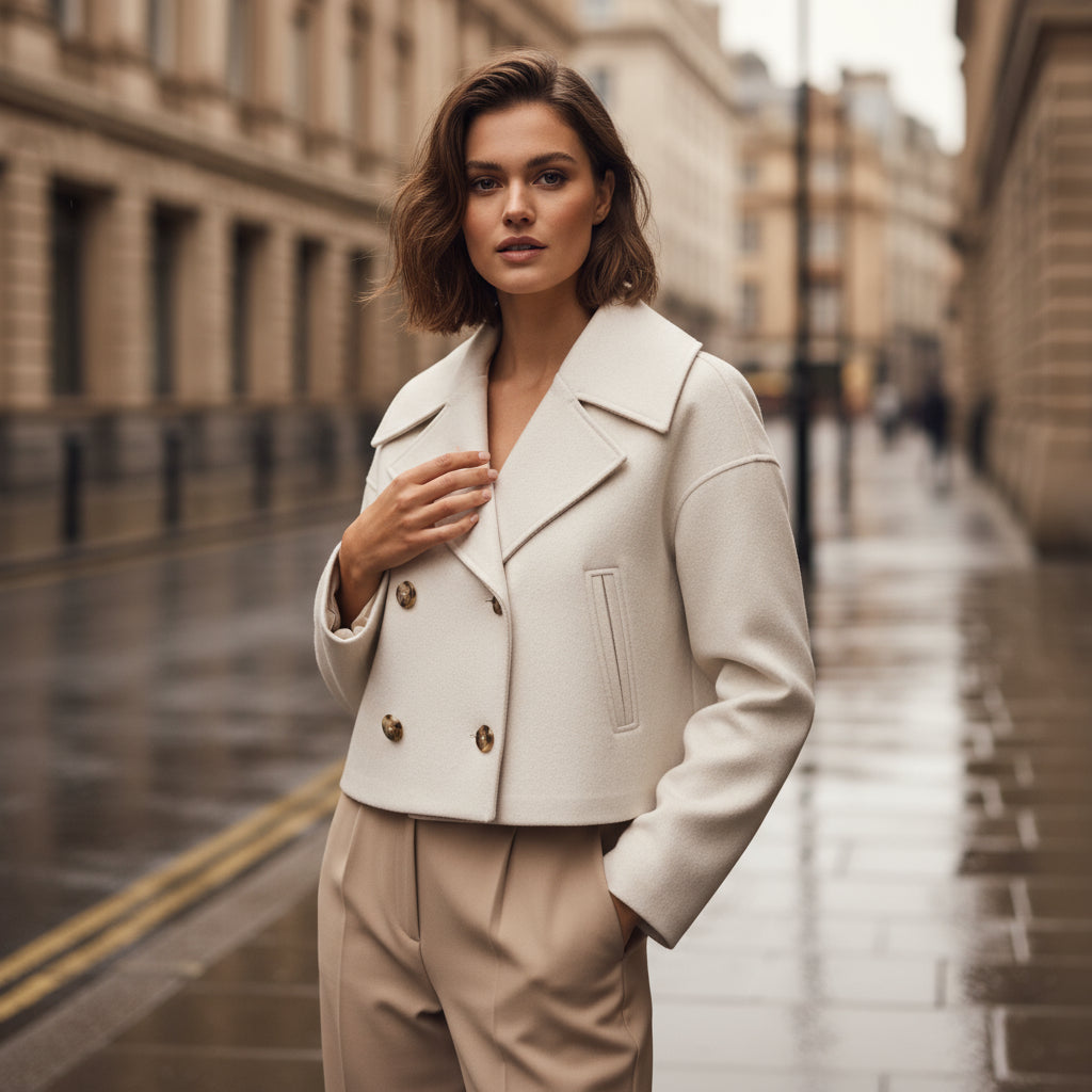 Women's Cropped Double-Breasted Jacket