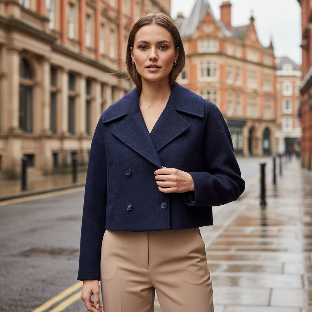 Women's Cropped Double-Breasted Jacket