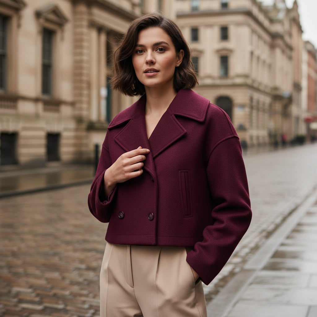 Women's Cropped Double-Breasted Jacket