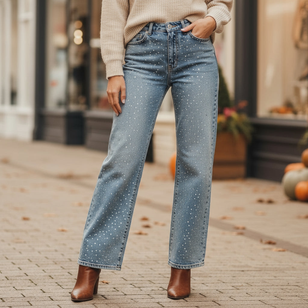 Women's High-Waist Jeans | Sparkling Accents & Flattering Silhouette