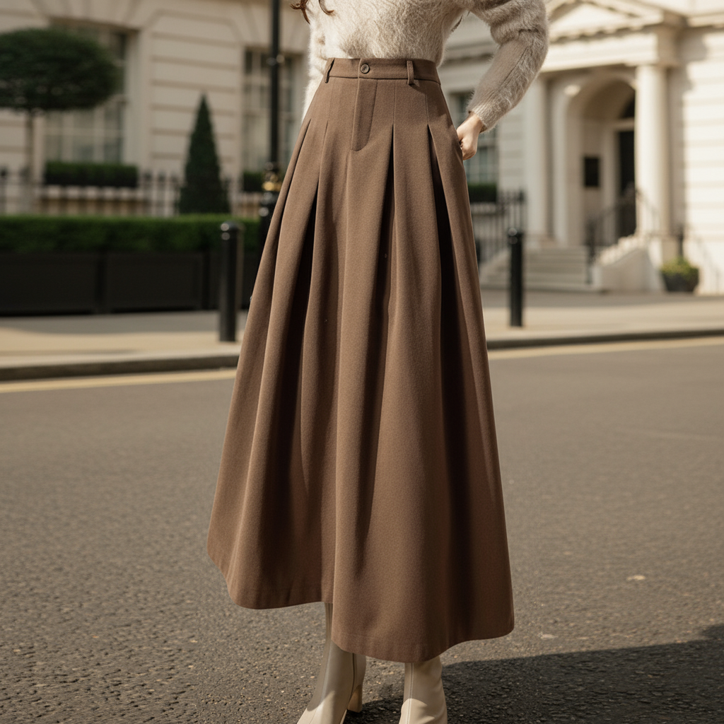 – Women's Pleated A-Line Maxi Skirt