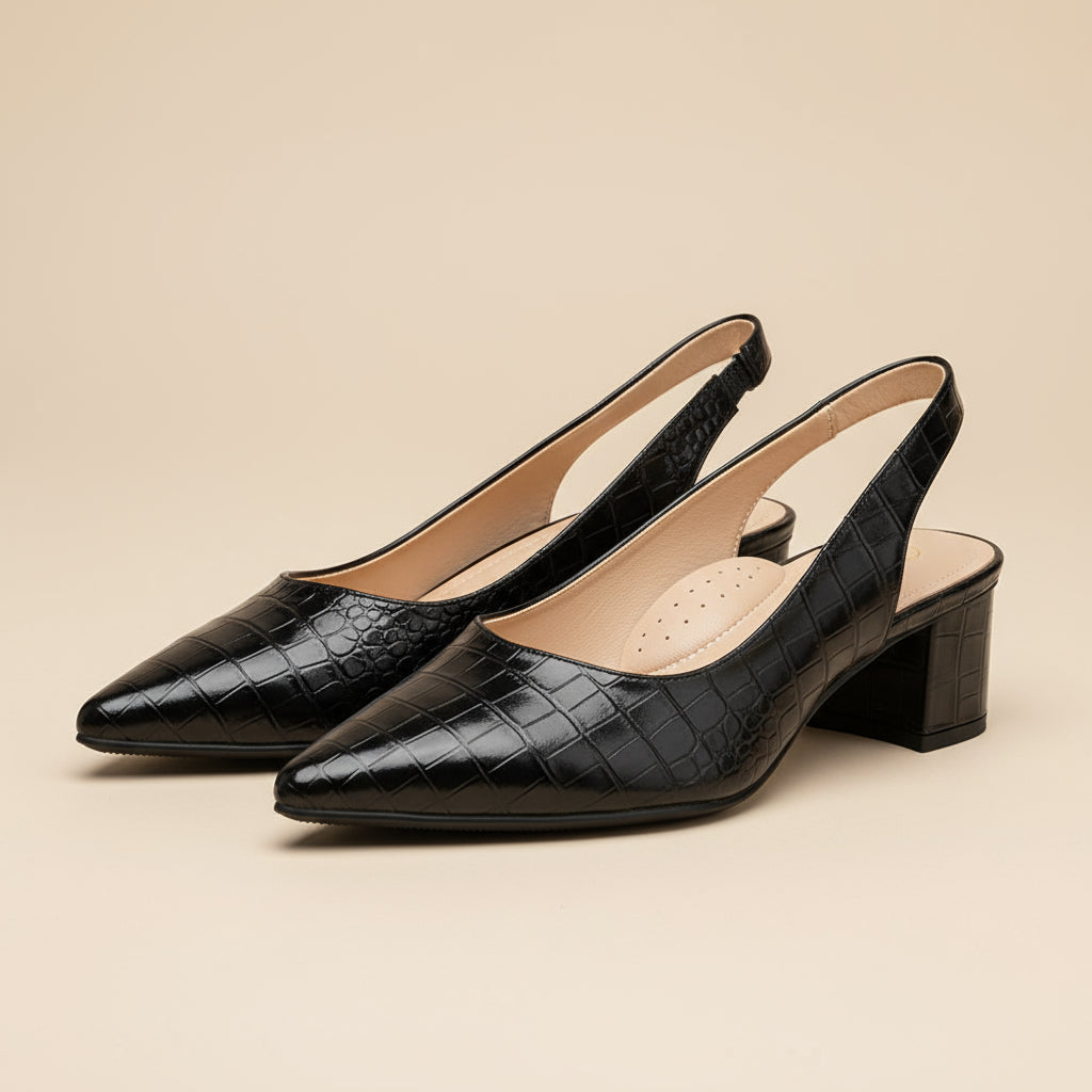 Women's Orthopedic Pumps | Croco-Design with Soft Footbed