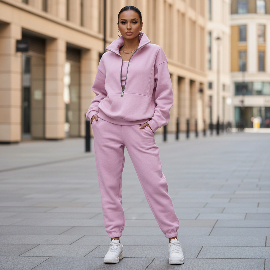 Women's Tracksuit | Comfortable Soft Fabric, Relaxed Fit, Half-Zip Cardigan