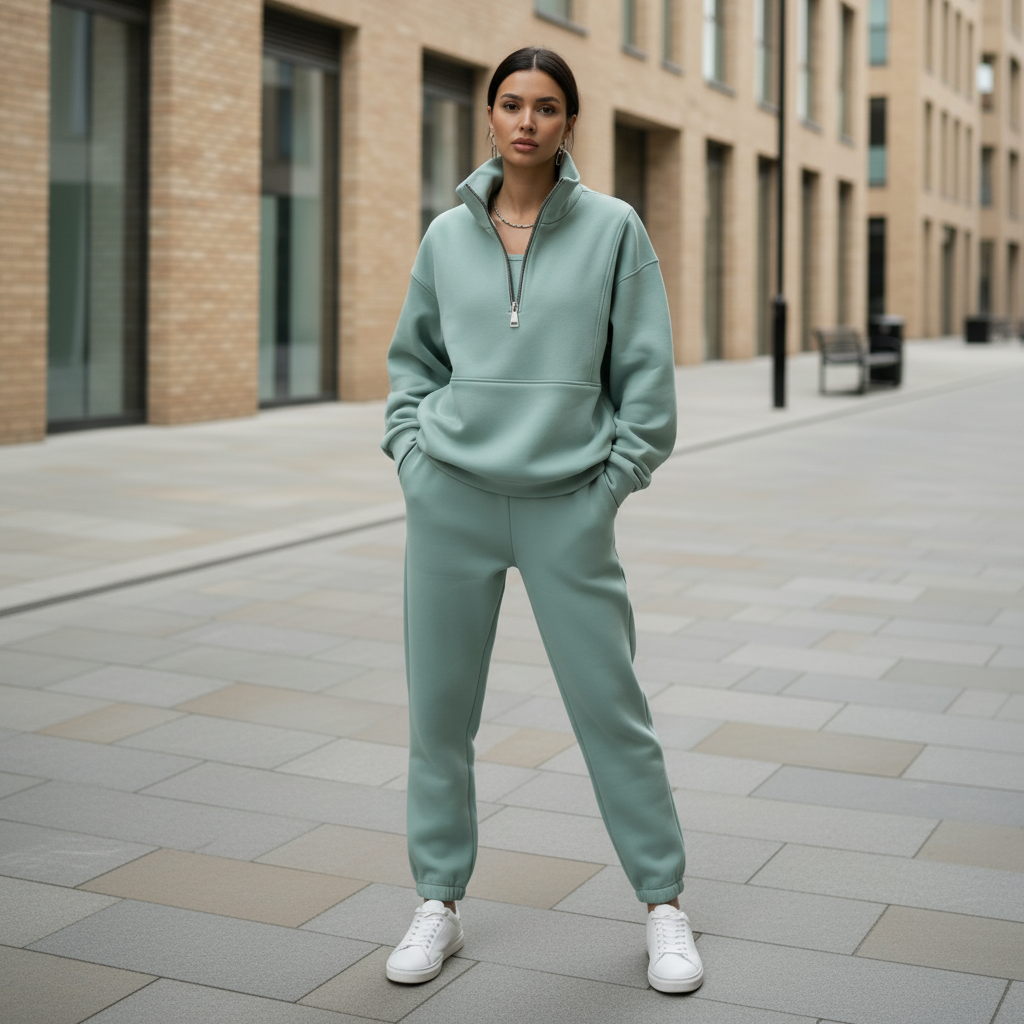 Women's Tracksuit | Comfortable Soft Fabric, Relaxed Fit, Half-Zip Cardigan
