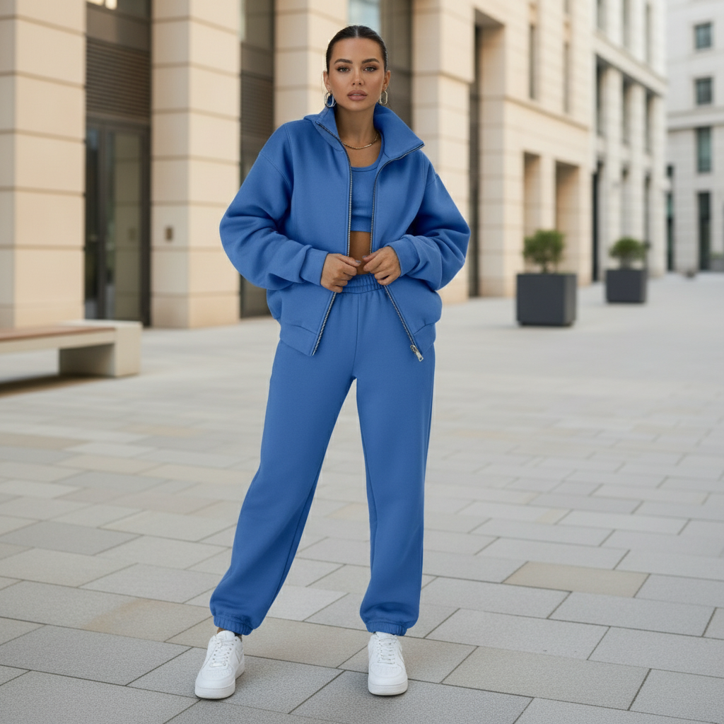 Women's Tracksuit | Comfortable Soft Fabric, Relaxed Fit, Half-Zip Cardigan