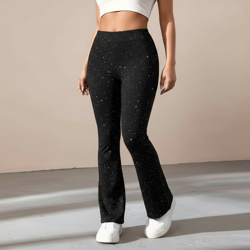 Women's Flared Trousers | Glitter Fabric with a Comfortable Fit