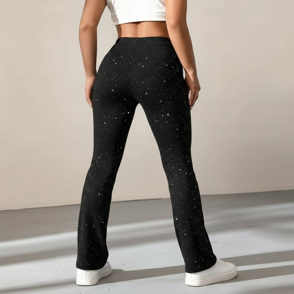 Women's Flared Trousers | Glitter Fabric with a Comfortable Fit