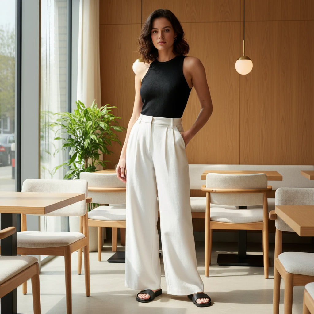 – Women's Relaxed Fit Wide Leg Trousers | Breathable Fabric